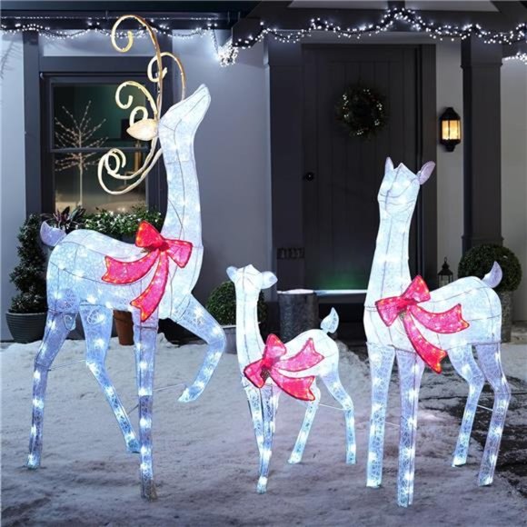 3-Piece Large Reindeer Family 3D Lighted Xmas 459LED Waterproof - Picture 3 of 6